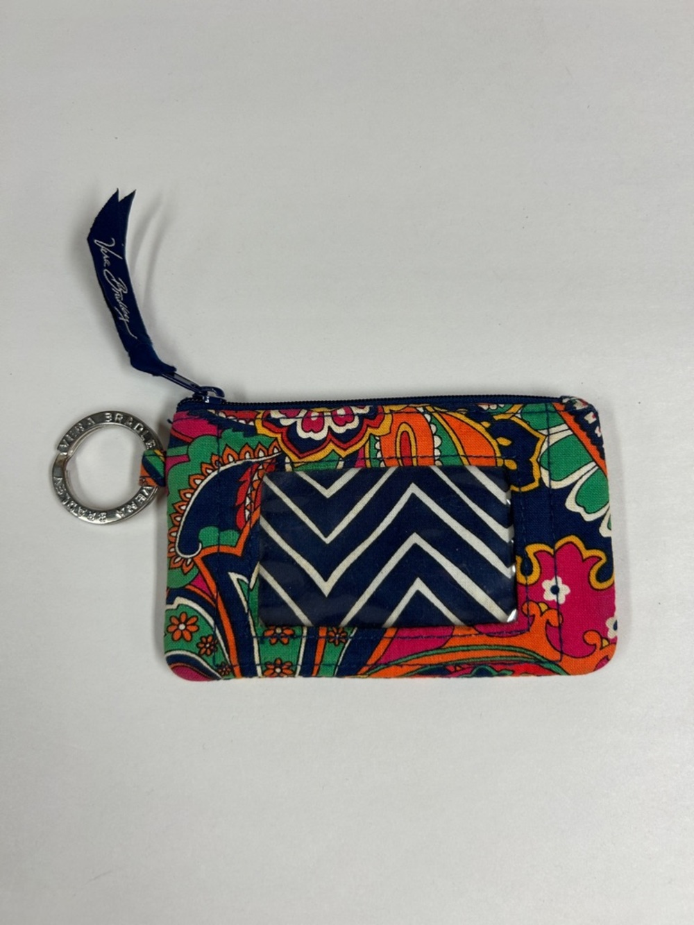 Vera Bradley Navy Chevron & Bright Paisley Zip ID Case